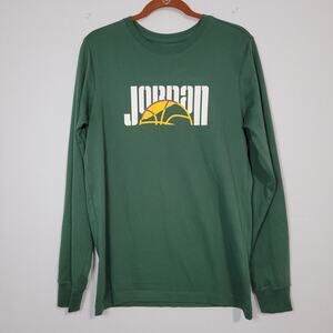 Jordan Green Long Sleeve Tee with Yellow Logo